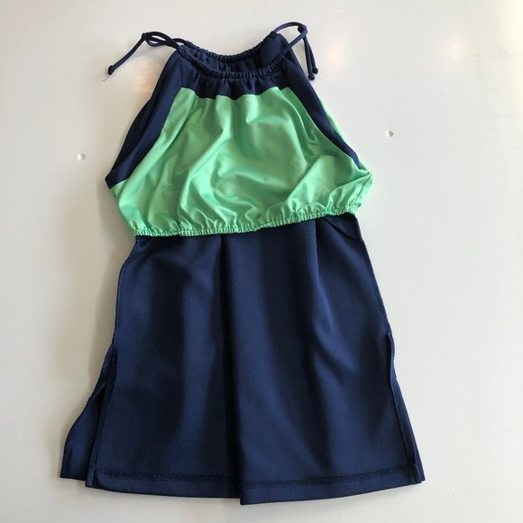 Gretchen Scott Navy Blue High Neck Halter Tank Built in Bra Sleeveless Shirt Top - Picture 5 of 7